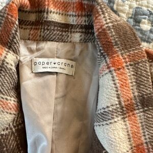 Paper Crane Checkered Coat in Brown and Cream